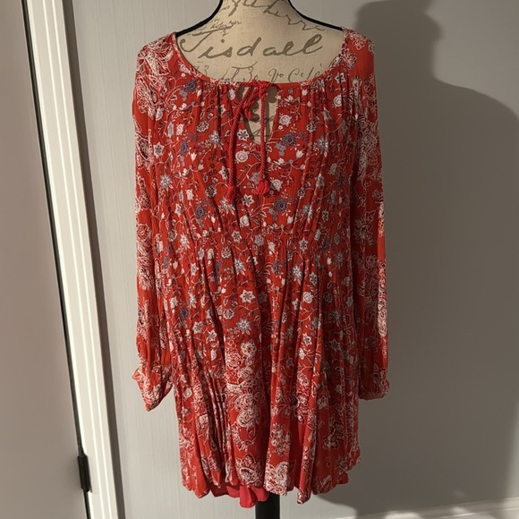Free People Lucky Loosey Dress-Blood Orange Combo - Picture 6 of 11